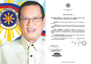 President Aquino-May 9, 2016 Holiday