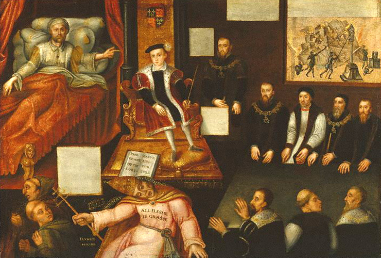 Henry VIII and Prince Edward supressing the Pope