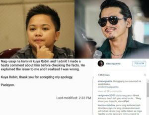 Aiza Seguerra-Apologize-Robin Padilla-Over Comment