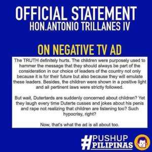 Senator Antonio Trillanes Statement