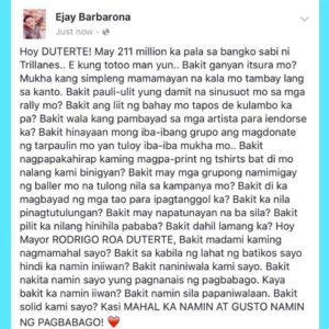 Open letter to duterte