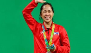 Weightlifter Hidilyn Diaz in Rio Olympics. 
