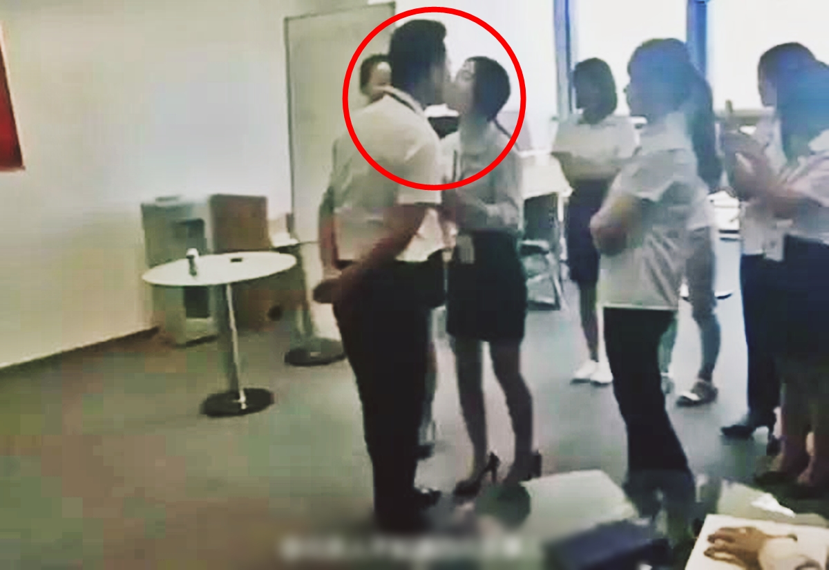 Boss Forced Female Staff To Kiss Him
