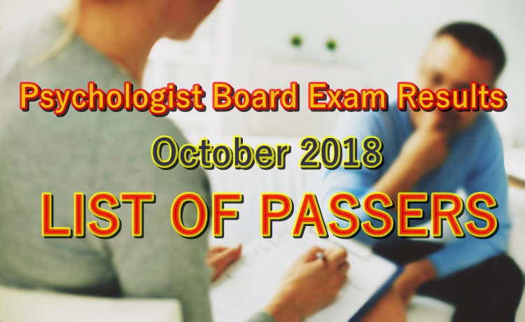 Psychologist board exam results october 2018