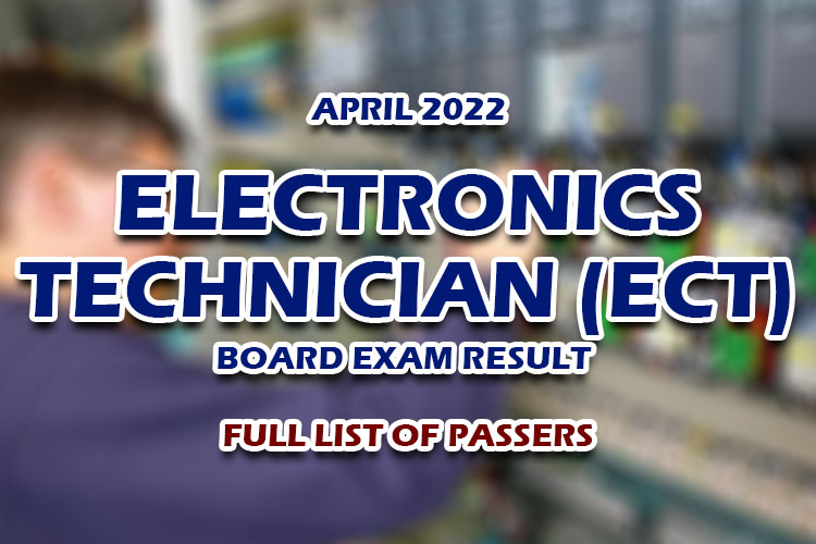 Electronics Technician ECT Board Exam Result April 2022 FULL LIST OF