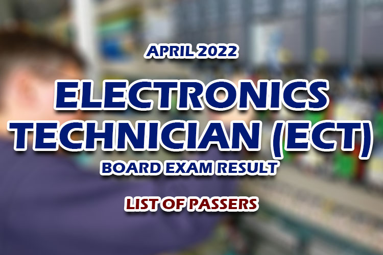 Electronics Technician ECT Board Exam Result April 2022 LIST OF PASSERS