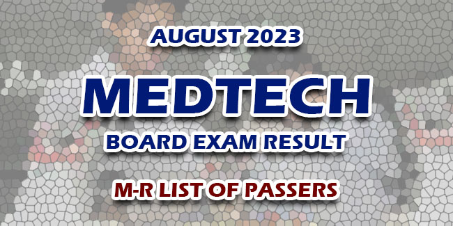 MedTech Board Exam Result August M R LIST OF PASSERS NewsFeed