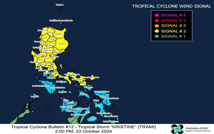 Typhoon Kristine Wind Signals Raised In Areas Across The