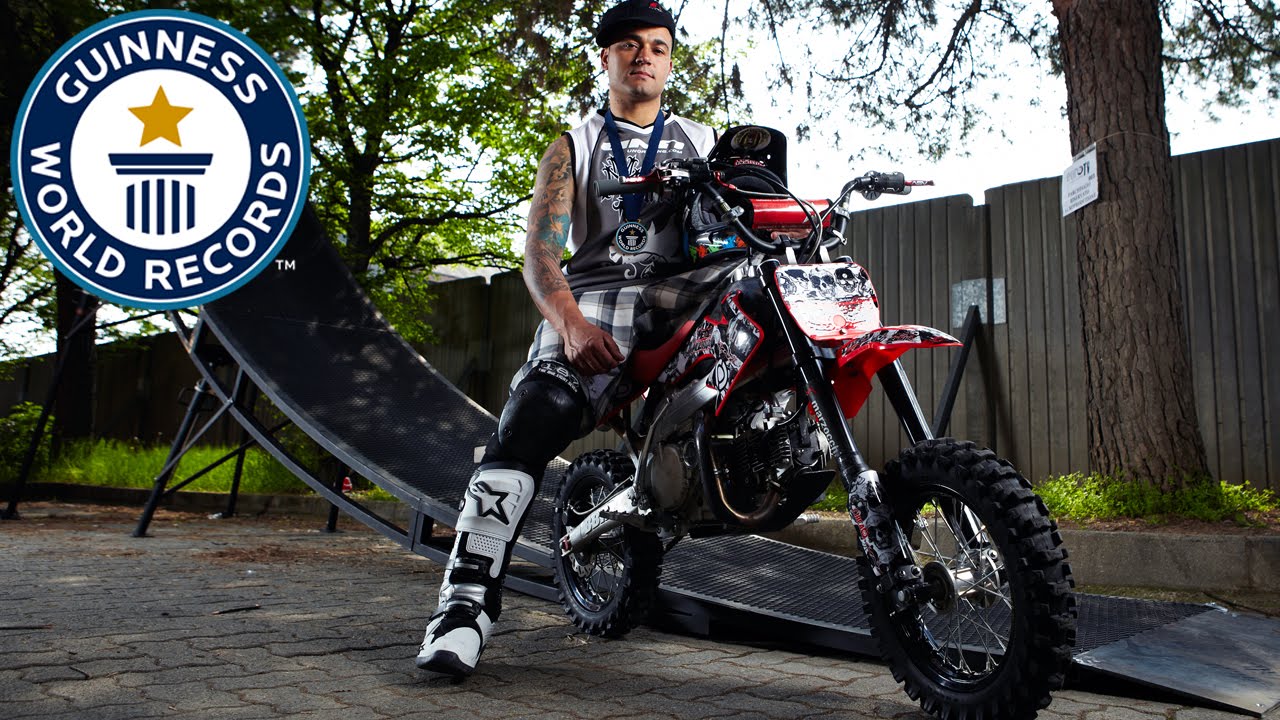 Guinness World Record Longest Backflip Jump On A Minibike