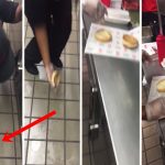 Viral:Fast Food Worker Filmed Wiping Burger Bun On The Filthy Floor