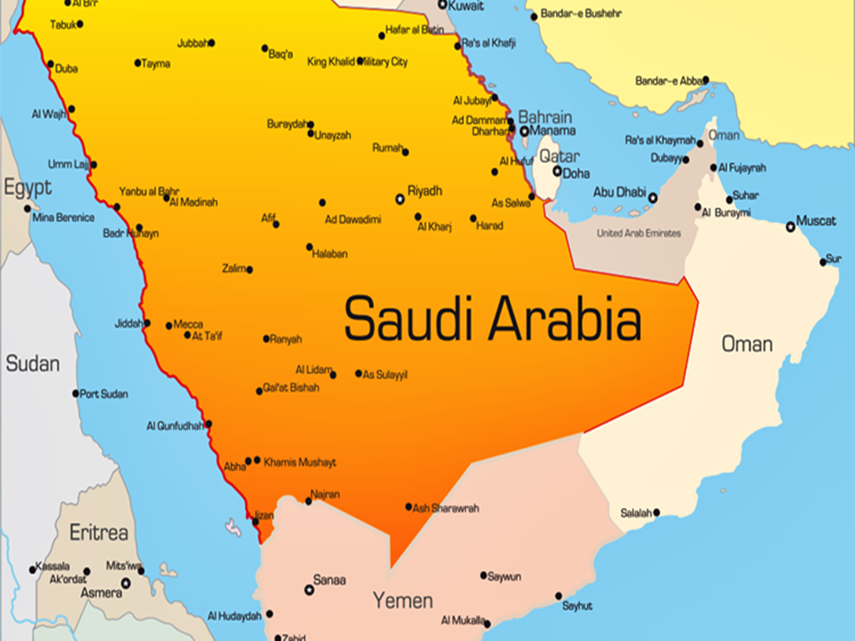 Столица Саудовской Аравии на карте. Карта полуострова Саудовской Аравии.