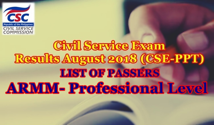 Civil Service Exam August 2018 ARMM passers