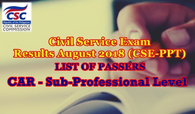 Civil Service Exam Result August 2018 ncr passers sub-prof