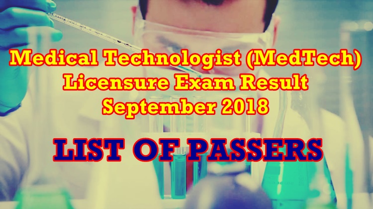 Medical Technologist Licensure Exam Result September 2018
