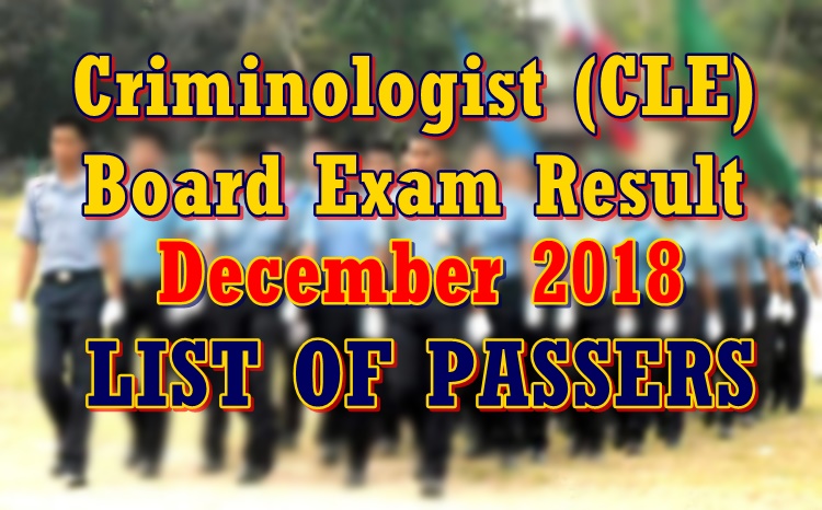 Criminologist Cle Board Exam Result December List Of Passers