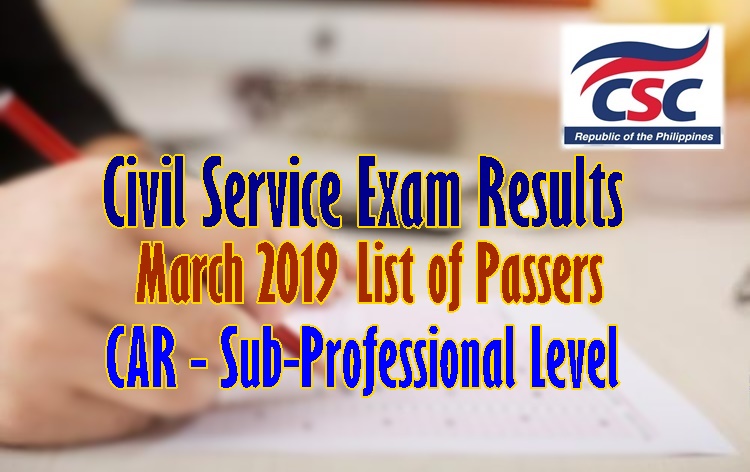 Civil Service Exam Result March CSE PPT CAR Passers Sub Prof