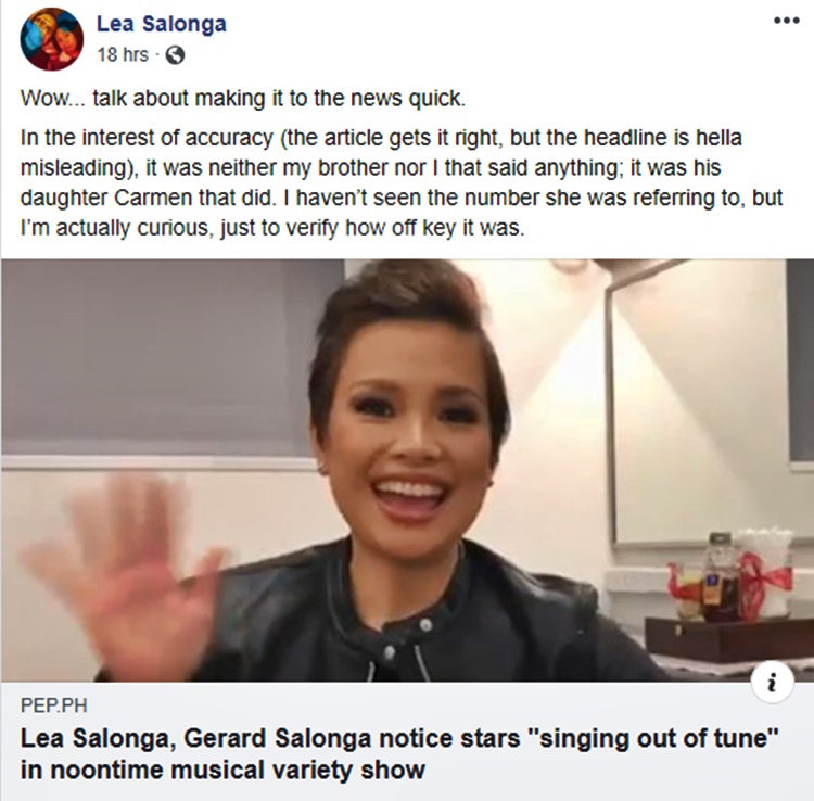 lea salonga post 2 | NewsFeed