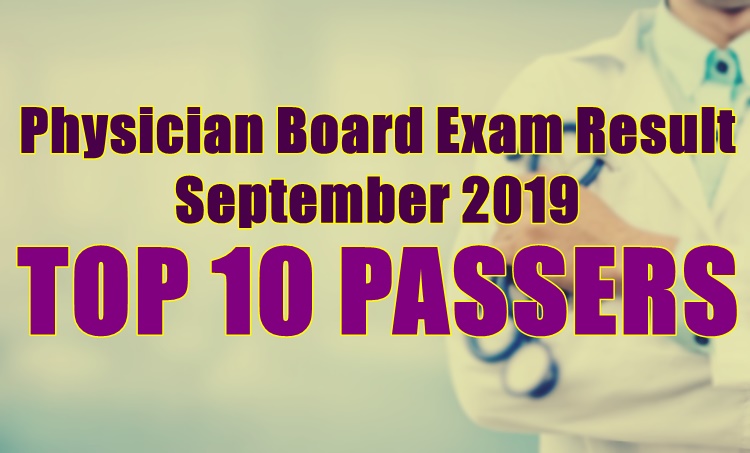 Physician Board Exam Result September 2019 Top 10 Passers