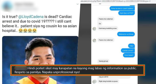 Netizen Slams Medical Staff Who Leaked Lloyd Cadena's Death