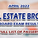 April 2022 Real Estate Broker Board Exam Result FULL LIST