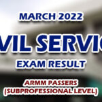 Civil Service Exam Result March 2022 ARMM PASSERS (SUBPROFESSIONAL LEVEL)