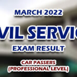 Civil Service Exam Result March 2022 CAR PASSERS (PROFESSIONAL LEVEL)