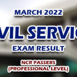 Civil Service Exam Result March 2022 NCR PASSERS (PROFESSIONAL LEVEL)