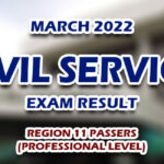 Civil Service Exam Result March 2022 REGION 11 PASSERS (PROFESSIONAL LEVEL)