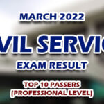 Civil Service Exam Result March 2022 TOP 10 PASSERS (PROFESSIONAL LEVEL)