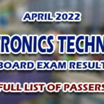 Electronics Technician ECT Board Exam Result April 2022 FULL LIST
