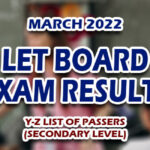 LET Board Exam Results March 2022 SECONDARY (Y-Z) PASSERS
