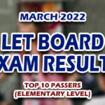 LET Board Exam Results March 2022 TOP 10 PASSERS (ELEMENTARY)