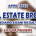 Real Estate Broker Board Exam Result April 2022 LIST OF PASSERS