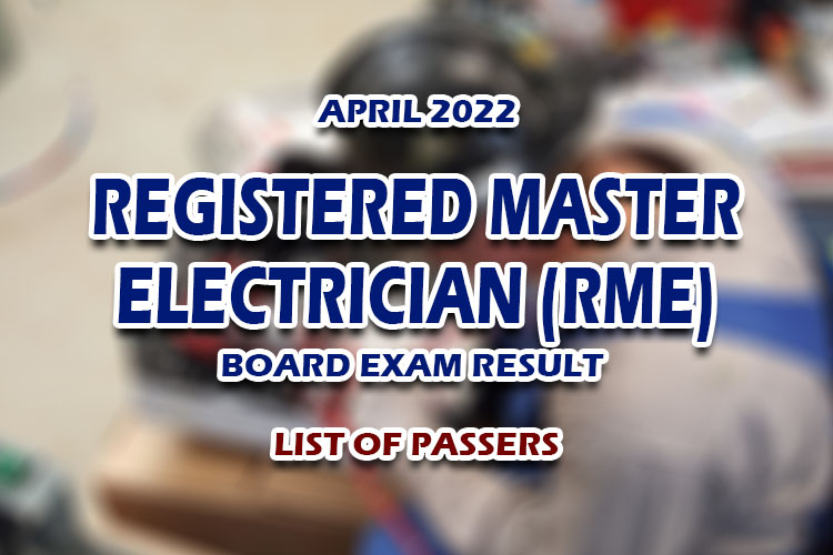 Registered Master Electrician Board Exam Result April 2022 LIST OF PASSERS