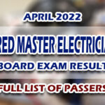Registered Master Electrician RME Board Exam Result April 2022 FULL LIST