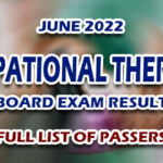 June 2022 Occupational Therapist Board Exam Result FULL LIST