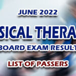 June 2022 Physical Therapist Board Exam Result LIST OF PASSERS