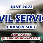 CSE RESULTS 2022 — Civil Service Exam Result June 2022 CAR PASSERS (SUBPROFESSIONAL LEVEL)