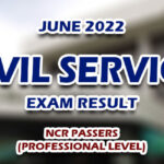 CSE RESULTS 2022 — Civil Service Exam Result June 2022 NCR PASSERS (PROFESSIONAL LEVEL)