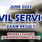 CSE RESULTS 2022 — Civil Service Exam Result June 2022 REGION 2 PASSERS (SUBPROFESSIONAL LEVEL)