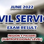 CSE RESULTS 2022 — Civil Service Exam Result June 2022 REGION 9 PASSERS (SUBPROFESSIONAL LEVEL)