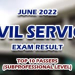 CSE RESULTS 2022 — Civil Service Exam Result June 2022 TOP 10 PASSERS (SUBPROFESSIONAL LEVEL)