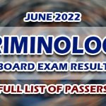 Criminology Board Exam CLE Result June 2022 FULL LIST