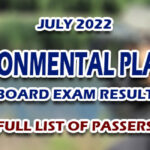 July 2022 Environmental Planner Board Exam Result FULL LIST