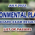 July 2022 Environmental Planner Board Exam Result LIST OF PASSERS