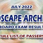LALE Results 2022 – Landscape Architect Board Exam Result July 2022 FULL LIST OF PASSERS