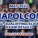 NSQE RESULTS 2022 - NAPOLCOM Special Qualifying Eligibility Exam Result May 2022 FULL LIST OF PASSERS