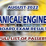 Mechanical Engineering Board Exam Result August 2022 - FULL LIST