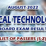 Medical Technologist Board Exam Result August 2022 LIST OF PASSERS (S-Z)
