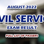Civil Service Exam Result August 2022 - FULL LIST
